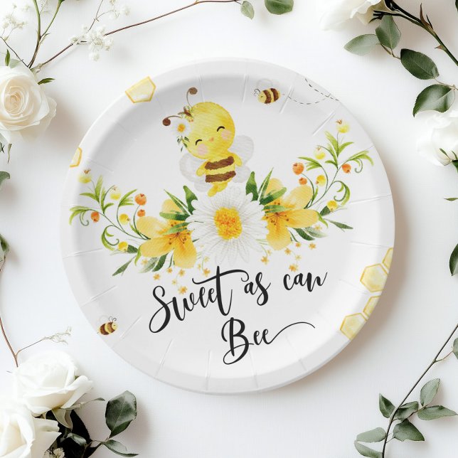 Sweet as can bee baby shower paper plate (Creator Uploaded)