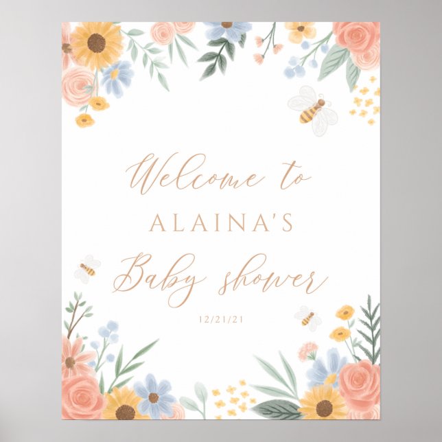 Sweet as can Bee Baby Shower Welcome Sign (Front)