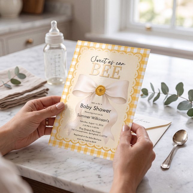 Sweet as Can Bee Baby Shower  with QR Code Invitation (Creator Uploaded)