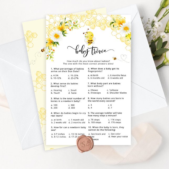 Sweet as can bee baby trivia baby shower game (Creator Uploaded)