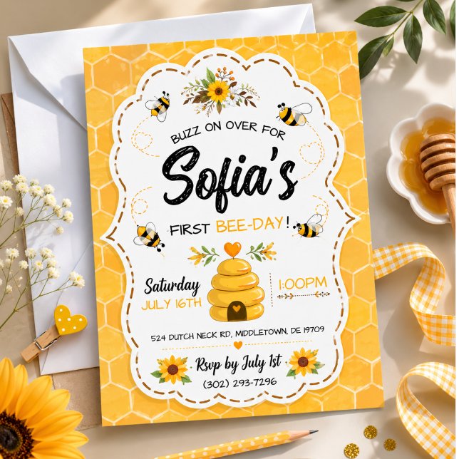 Sweet as Can Bee Birthday Party Invitation (Creator Uploaded)