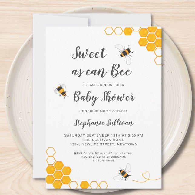 Sweet As Can Bee Budget Baby Shower Invitation (Creator Uploaded)