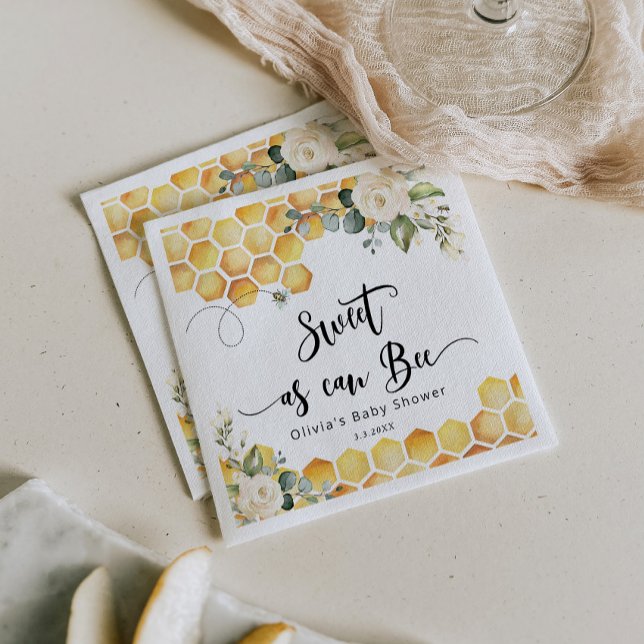 Sweet as can bee bumble bee baby shower napkin (Creator Uploaded)