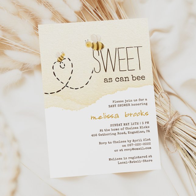 Sweet As Can Bee Bumblebee Baby Shower Invitation (Creator Uploaded)