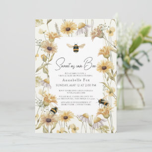 Sweet as can Bee Chamomile Virtual Baby Shower Invitation