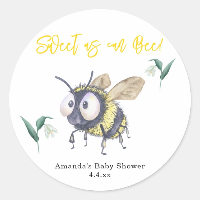 Sweet as can Bee -  Classic Round Sticker (Front)