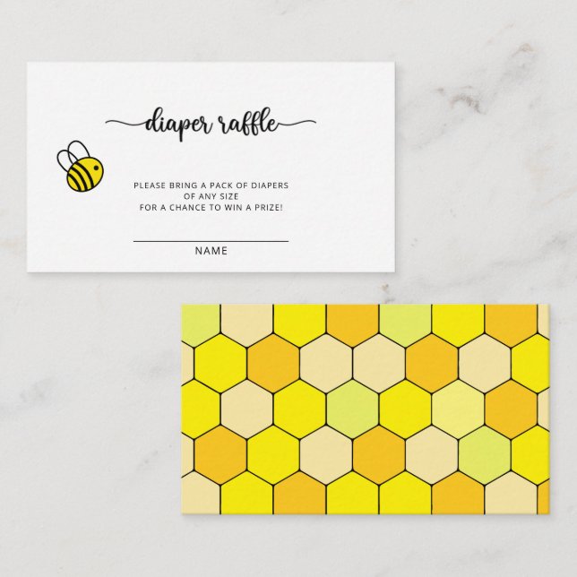 Sweet as can bee diaper raffle ticket enclosure card (Front/Back)