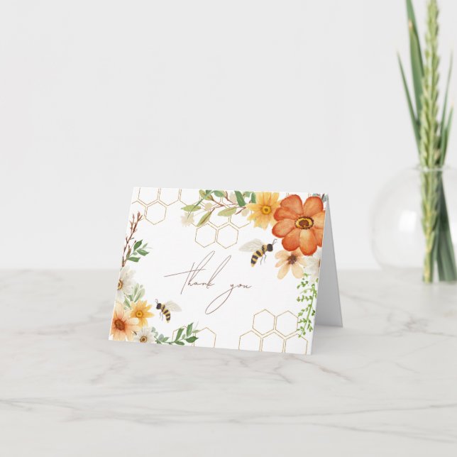 Sweet As Can Bee | Elegant Floral Spring Thank You Card (Front)