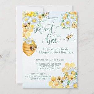 sweet as can bee first bee day honey bee  invitation