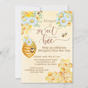 sweet as can bee first bee day honey bee  invitation