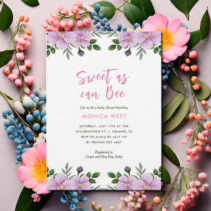Sweet as can Bee Floral Girl Baby Shower  Invitation
