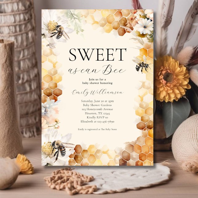 Sweet As Can Bee Gender Neutral Baby Shower  Invitation (Creator Uploaded)