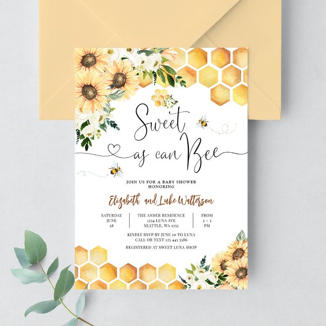 Sweet As Can Bee Gender Neutral Baby Shower Invitation (Creator Uploaded)