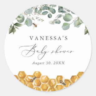 Sweet as Can Bee Greenery Baby Shower Classic Round Sticker