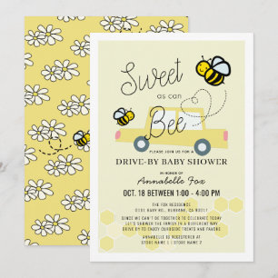 Sweet as can Bee Light Yellow Drive-by Baby Shower Invitation