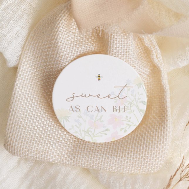 Sweet As Can Bee Modern Minimal Envelope Classic Round Sticker (Perfect as an envelope seal of favor bag sticker!)