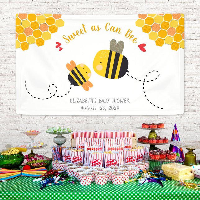 Sweet As Can Bee Themed Cute Kawaii Baby Shower Banner (Creator Uploaded)