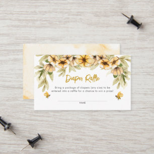 Sweet As Can Bee White Baby Diaper Raffle Card