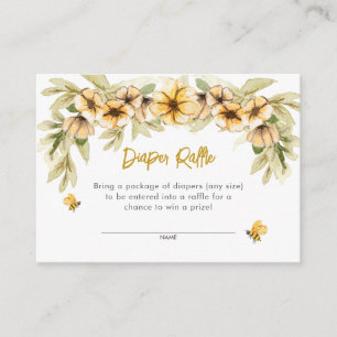 Sweet As Can Bee White Baby Shower Diaper Raffle Enclosure Card