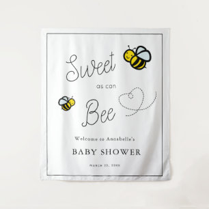 Sweet as can Bee White Baby Shower Tapestry