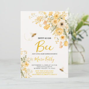 Sweet As Can Bee Yellow Flowers Baby Shower Invitation
