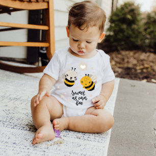 Sweet As Can Bee Yellow Stars   Baby Bodysuit
