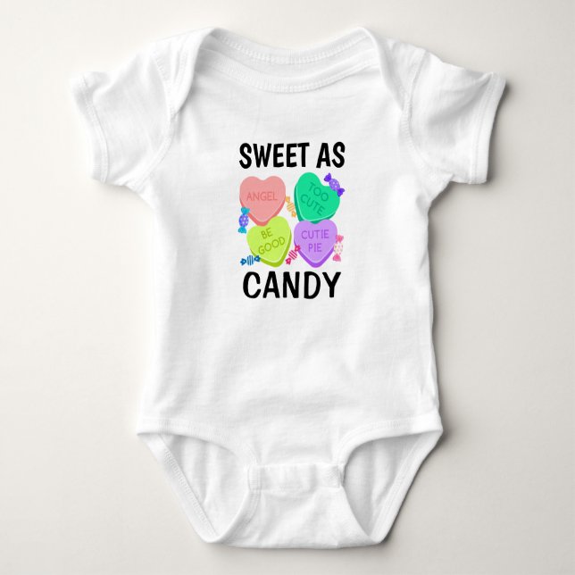 Sweet As Candy Valentine's Day Baby Bodysuit (Front)