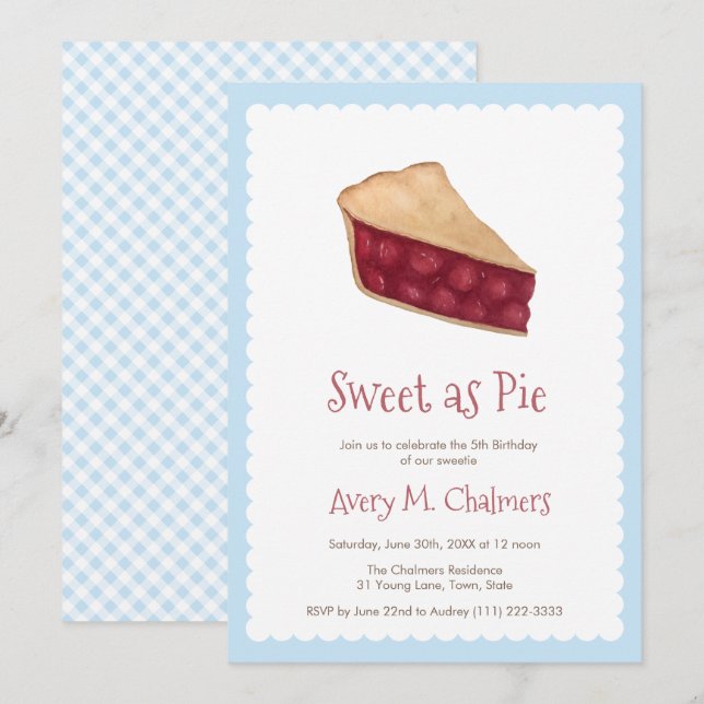 Sweet as Cherry Pie Country Birthday Party Invitation (Front/Back)