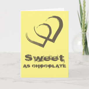 Sweet as Chocolate Heart Yellow Valentine`s Day Holiday Card