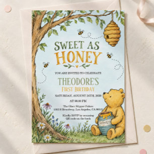 Sweet as Honey Bear Garden First Birthday Invitation