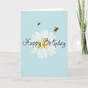 Sweet as Honey Birthday Card Cute Bee & Daisy