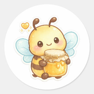 Sweet as Honey   Cute Cartoon Bee Classic Round Sticker