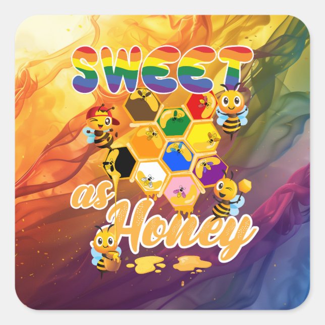 Sweet as Honey Pride Tee - LGBTQ+ Pride Month Square Sticker (Front)