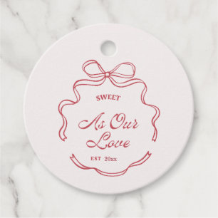 Sweet As Our Love Red And Pink Wedding Vintage Favour Tags