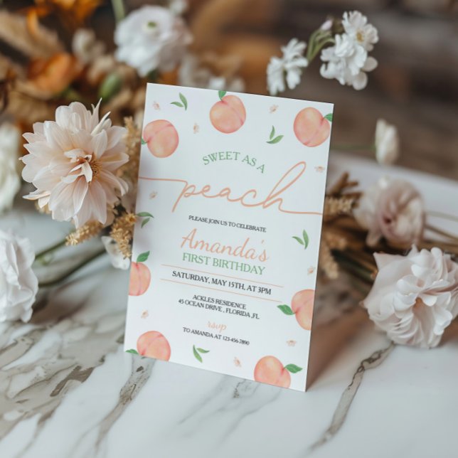 Sweet As Peach Birthday Invitation (Creator Uploaded)