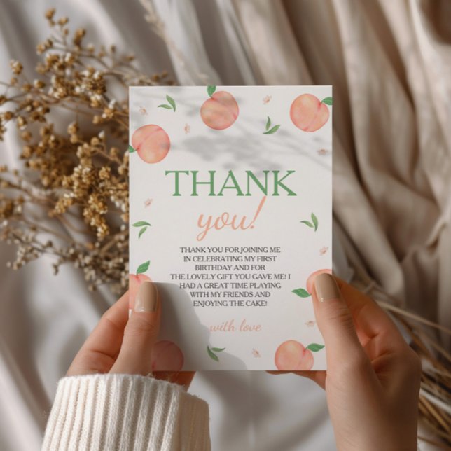 Sweet As Peach Birthday Thank You Card (Creator Uploaded)