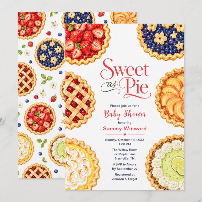 Sweet as Pie Summer Baby Shower Invitation (Front/Back)