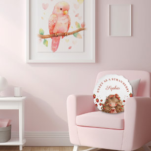 Sweet As Strawberry Girl Happy Birthday Party Round Cushion