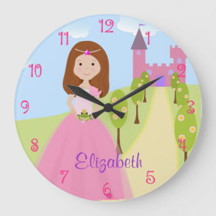 Sweet Auburn Hair Princess Personalised Large Clock
