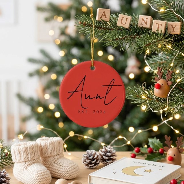 Sweet Aunt EST Year Holiday Keepsake Script Design Ceramic Tree Decoration (Creator Uploaded)
