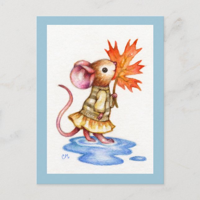 Sweet Autumn - Cute Mouse Art Postcard (Front)