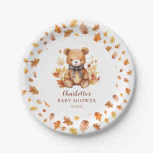 Sweet Autumn Teddy Bear Baby Shower Paper Plate