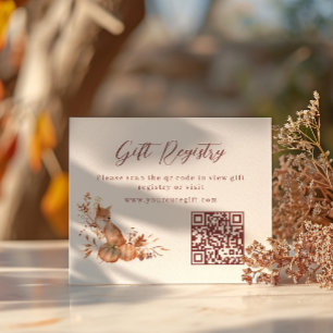 Sweet Autumn Terracotta Fox Pumpkin Gift Registry Enclosure Card