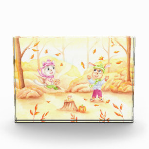 Sweet autumn walk in the forest photo block