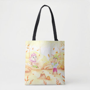 Sweet autumn walk in the forest tote bag