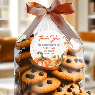 Sweet Autumnal Watercolor Round Pumpkin Thank You Classic Round Sticker