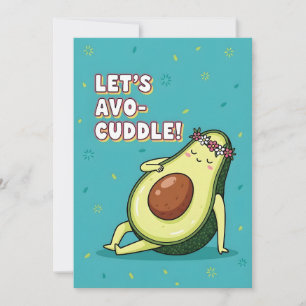 Sweet Avocado Saying Let’s Avo Cuddle Kawaii Food Thank You Card