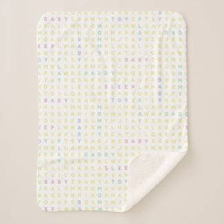 Sweet Baby Alphabet ABCs Traditional Colours Sherpa Blanket