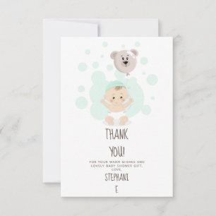 Sweet Baby and Bear Balloon Thank You Invitation