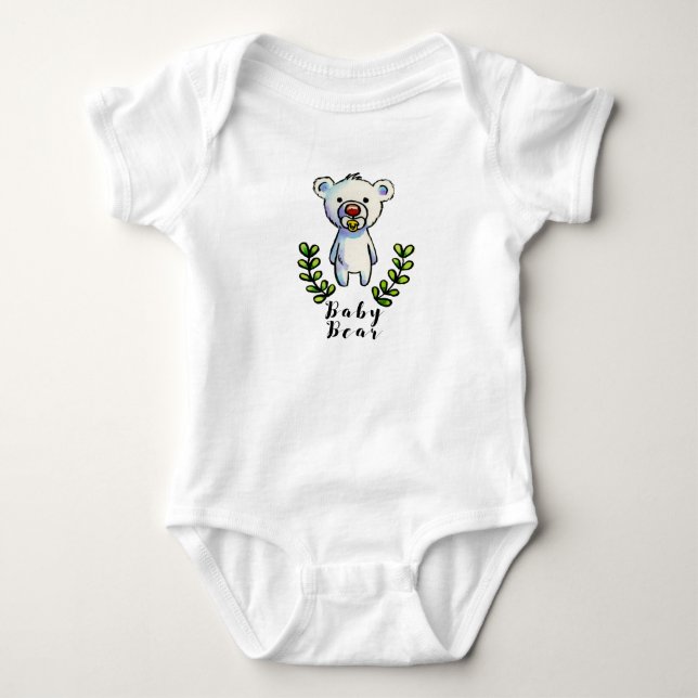 Sweet Baby Bear Illustration Bodysuit (Front)